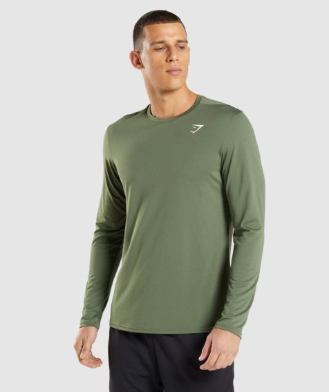 Men's Gymshark Arrival Long Sleeve T-Shirts Olive | CA 0N1687